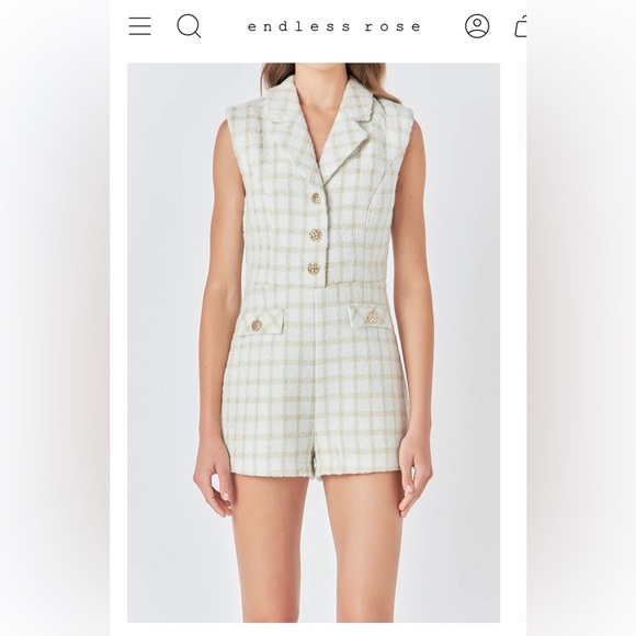 Endless Rose Sleeveless Tweed Suited Romper.NWT Size : S - Picture 2 of 11